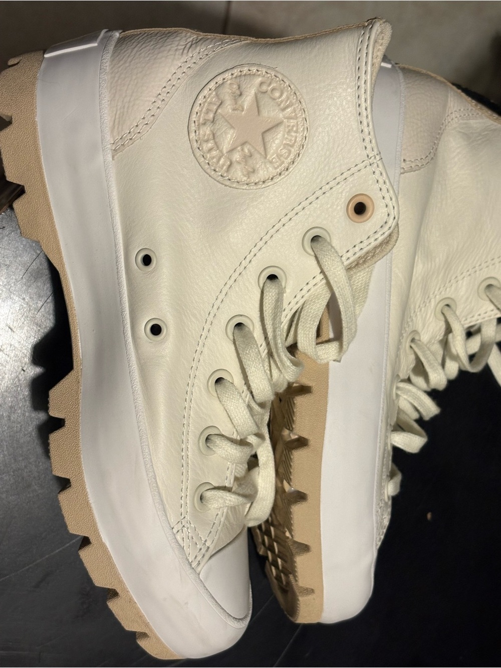 Converse Women’s High Top Sneakers — Cream & Tan Lug Sole